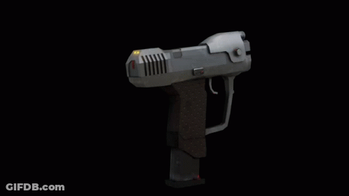 3D Model Of A Gun On Black Background GIF