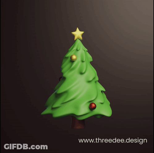 3D Model Of Christmas Tree With Threedee.design Below GIF