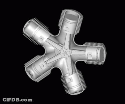 3D Motorcycle Engine With Pistons And Cylinders GIF