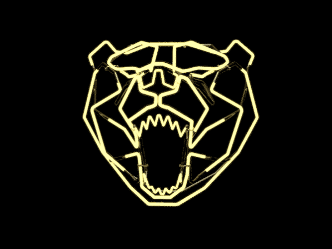 3D Neon Bear Head GIF
