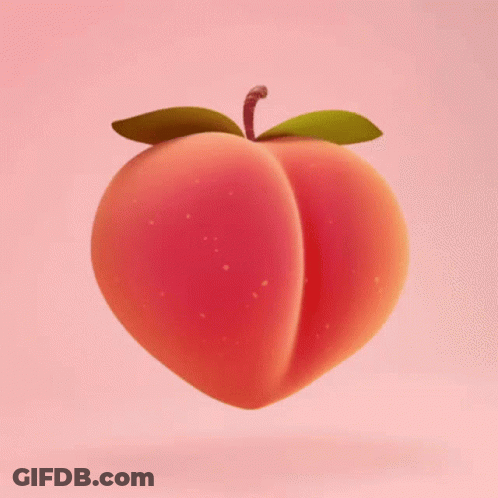 3D Peach With Green Leaf GIF