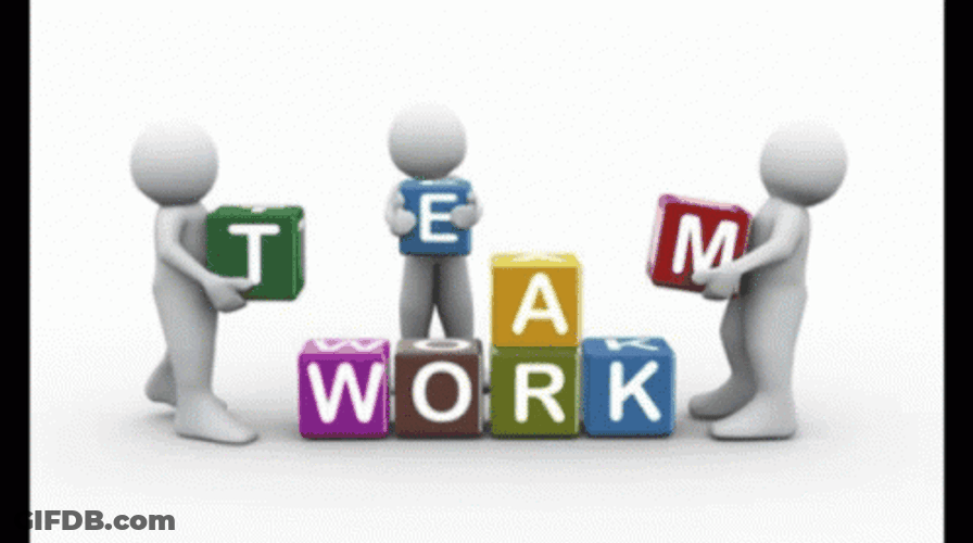 3D People Building Team Work Blocks GIF