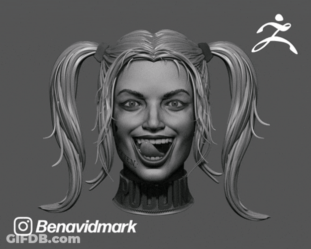 3D Printing Harley Quinn GIF