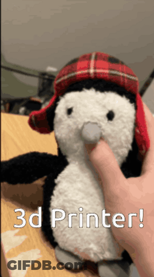3D Printing Stuffed Penguin As 3D Printer GIF