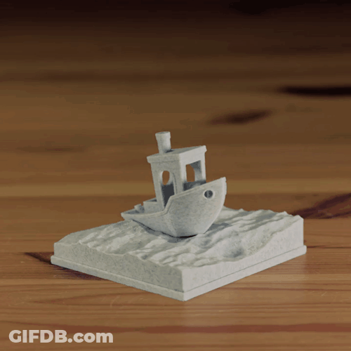 3D Printing White Boat In A Sea GIF