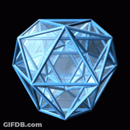 3D Revolving Crystal Glass Tesseract GIF