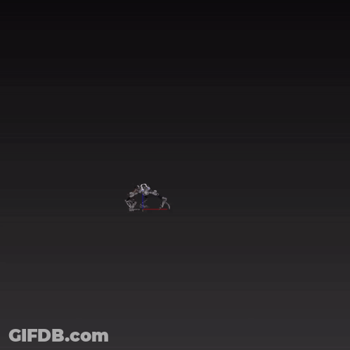 3D Robot With Red Arrow Pointing Down GIF