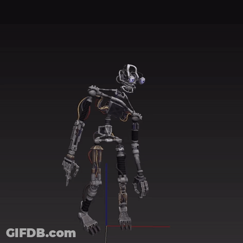3D Robot With Red Height Line GIF