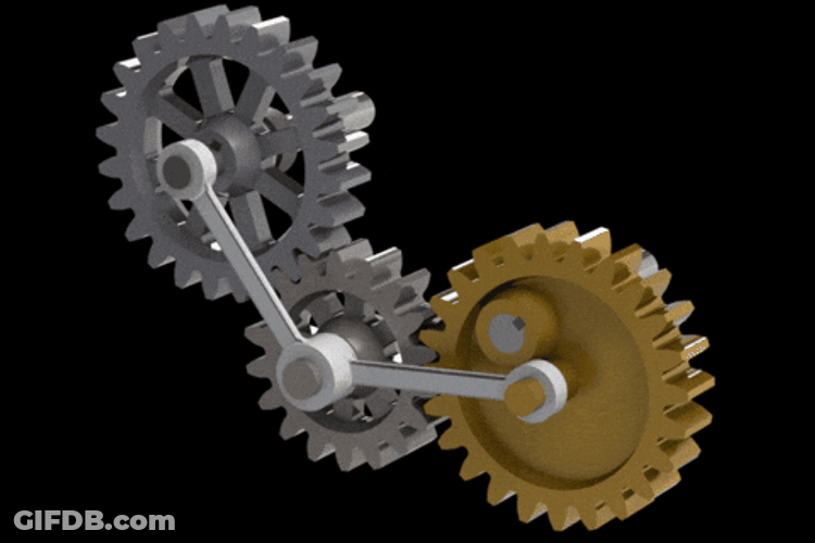 3D Rotating Gear GIF