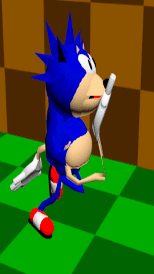 3D Sanic Running Slowly GIF