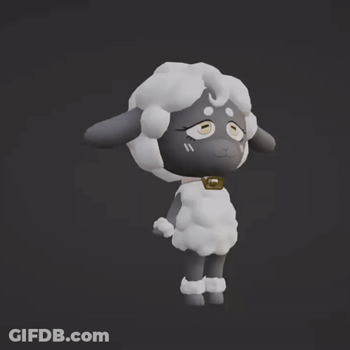 3D Sheep Wearing Collar With Letter G GIF