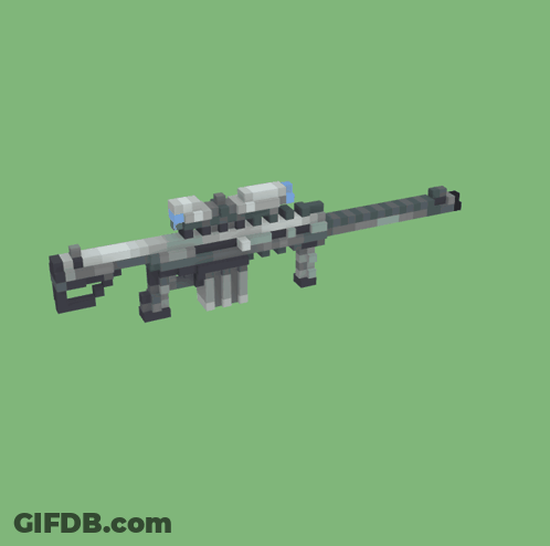 3D Sniper Rifle With Scope Green Background GIF