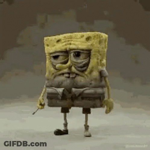 3D SpongeBob SquarePants With Beard Holding Sword GIF