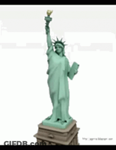 3D Statue Of Liberty Holding Book And Torch GIF