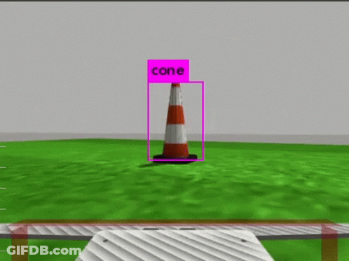 3D Traffic Cone With Purple Border GIF