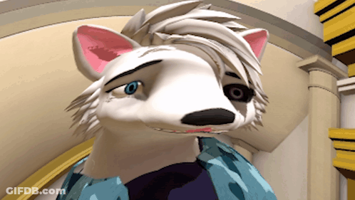 3D Wolf With Pink Ear GIF