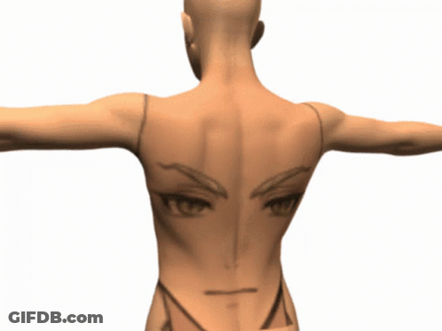 3D Woman's Back With Face GIF