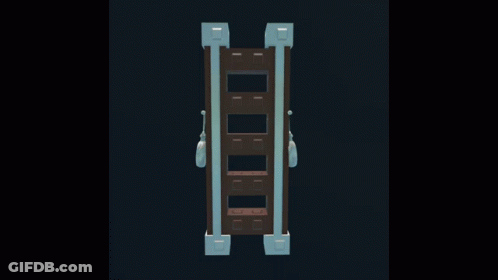 3D Wooden Ladder Against Black Wall GIF