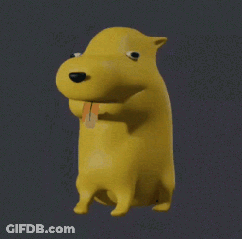 3D Yellow Dog With Tongue Out GIF