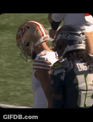 49Ers Player Next To Seahawks Player GIF