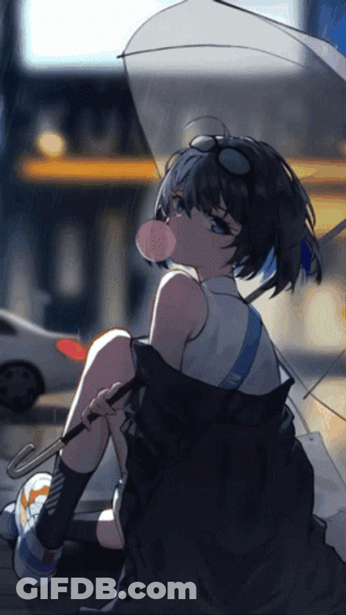 4K Anime Girl Enjoying Rain GIF