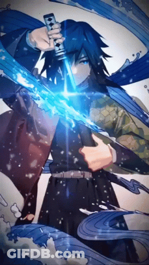 4K Anime Giyuu Tomioka Drawing Sword GIF