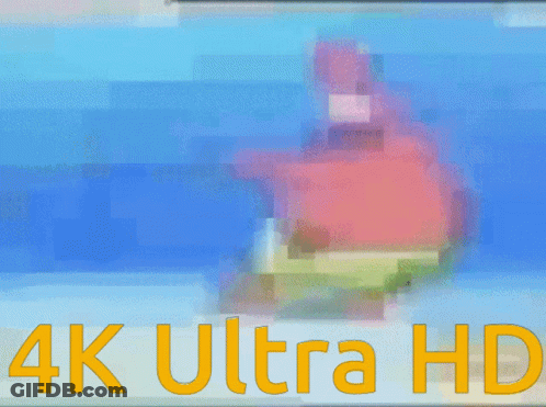 4K Ultra Hd Is Written In Yellow On A Blue Background GIF