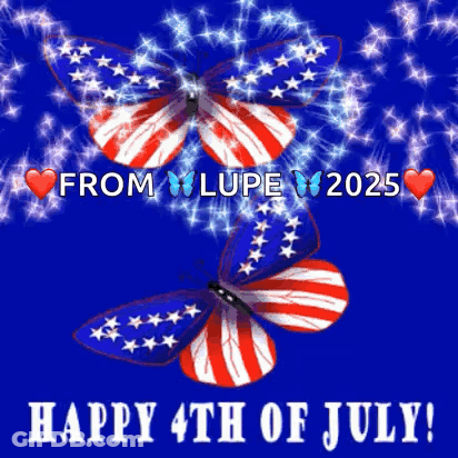 4Th Of July Butterflies And Fireworks GIF