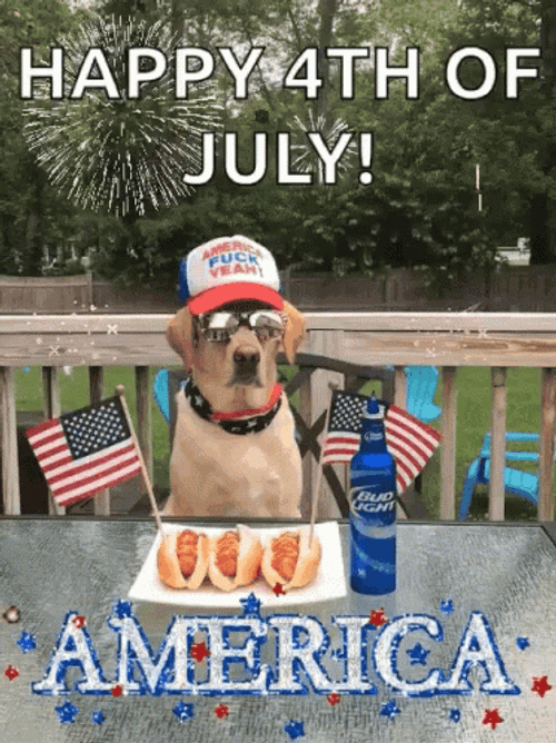 4Th Of July Greeting With A Dog GIF