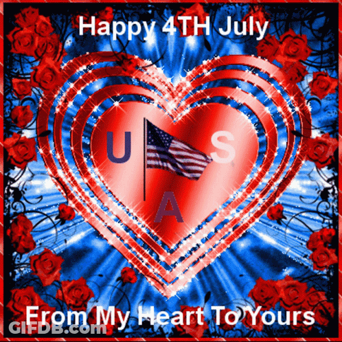4Th Of July Heart With U.S. Flag GIF