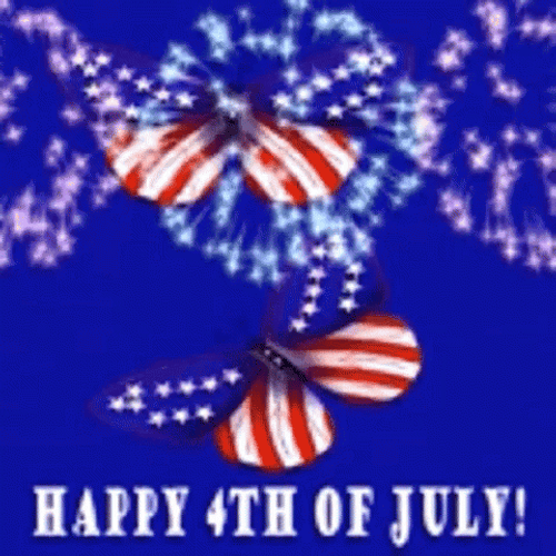 4Th Of July With American Butterflies GIF