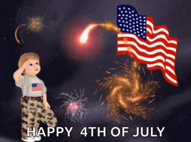 4Th Of July With Kid Saluting GIF