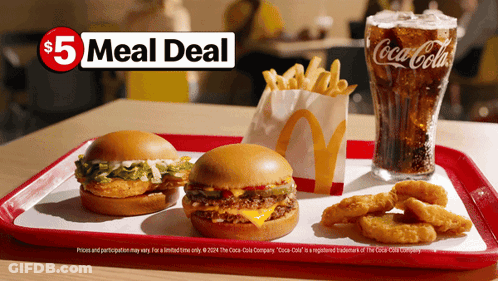 $5 Meal Deal McDonald's Hamburgers French Fries Coca Cola GIF