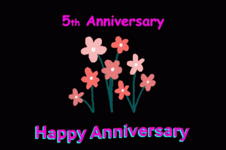 5 Year Work Anniversary Pink Flower GIF