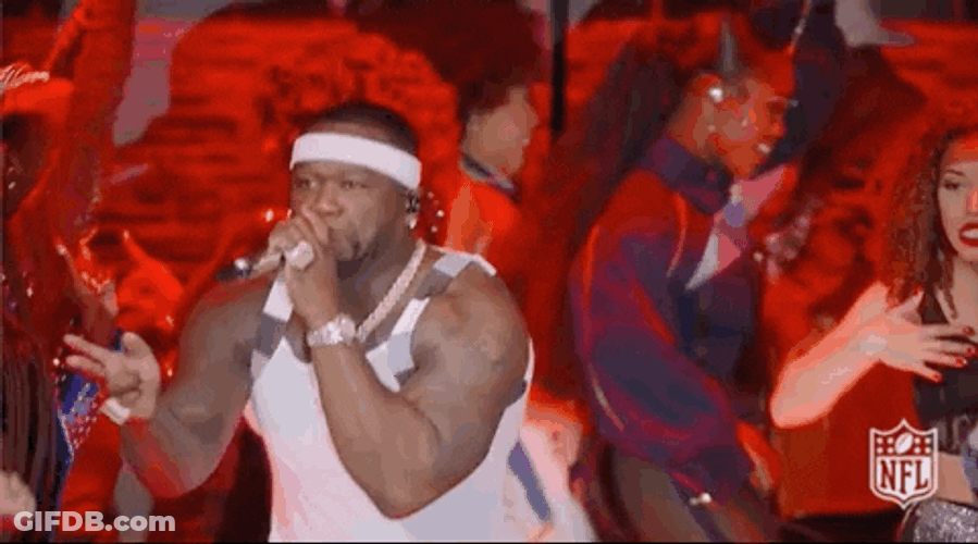 50 Cent In Super Bowl Football GIF