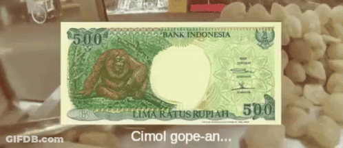 500 Bank Indonesia Lima Ratus Rupiah With A Monkey On It GIF