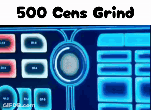 500 Cents Grind Is Written Above A Blue And White Graphic GIF