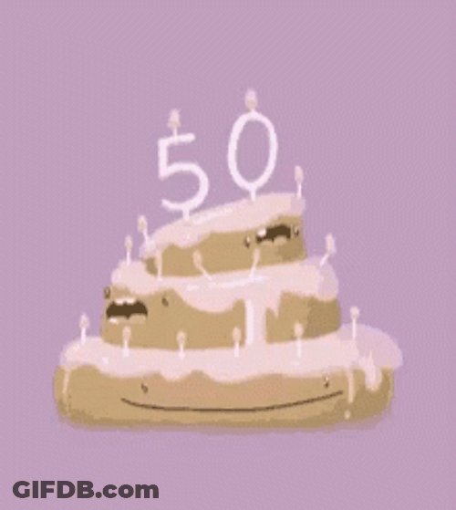 50Th Birthday Bouncing Layered Cake GIF