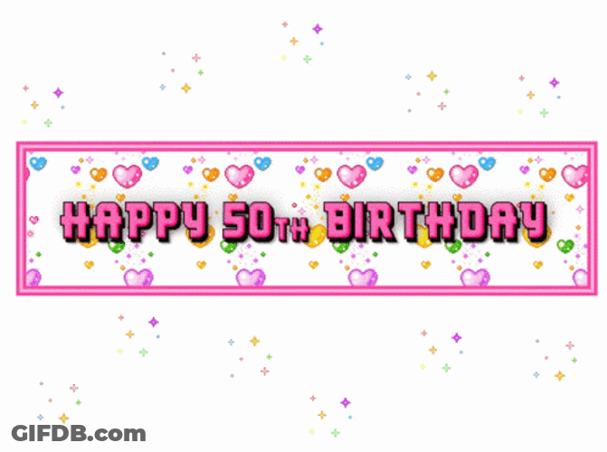 50Th Birthday Raining Hearts Mobile Art GIF