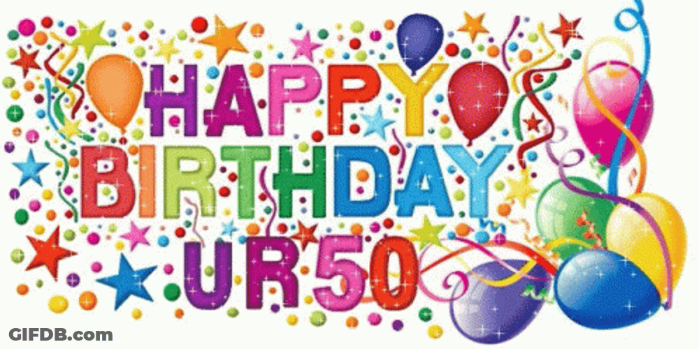 50Th Birthday Shimmering Balloons Design GIF