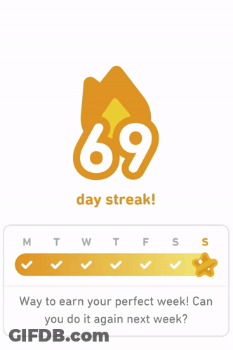 69 Day Streak Sign Saying Way To Earn Your Perfect Week GIF