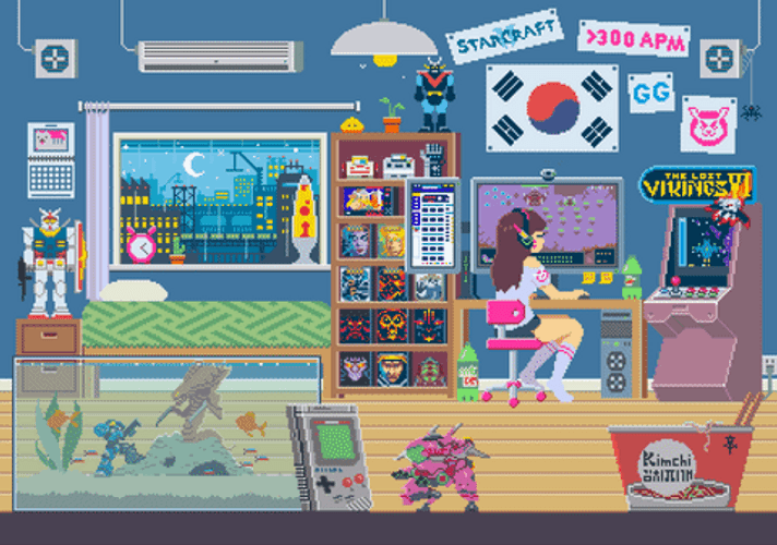 8-Bit 90S Kid Bedroom GIF