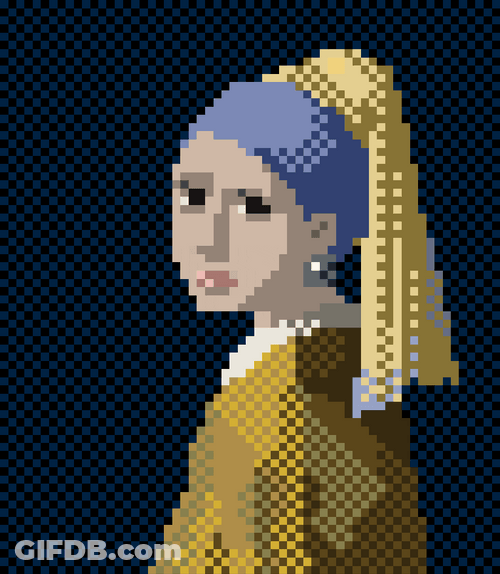 8-Bit Girl With A Pearl Earring GIF