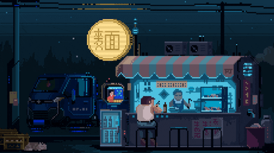8-Bit Noodle Night Art GIF