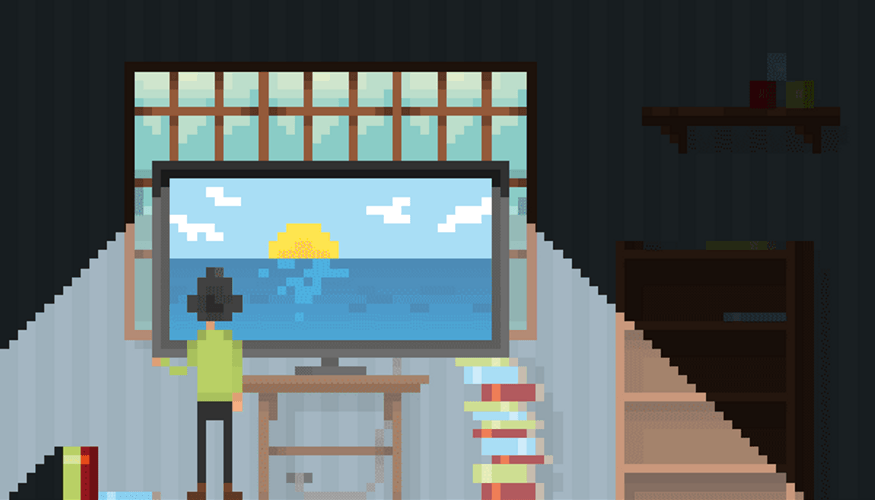 8-Bit Pixel Gaming Window GIF