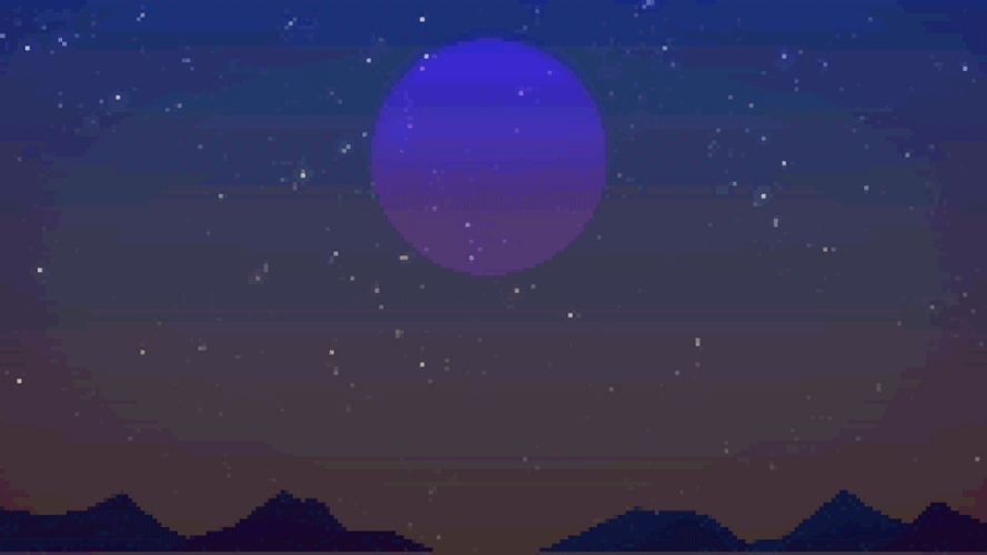 8-Bit Retro Moon Landscape GIF