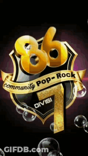 86 Community Pop-Rock Logo Surrounded By Bubbles GIF
