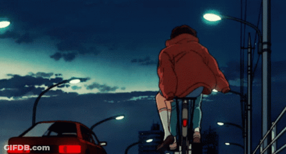90S Anime Aesthetic Biking GIF