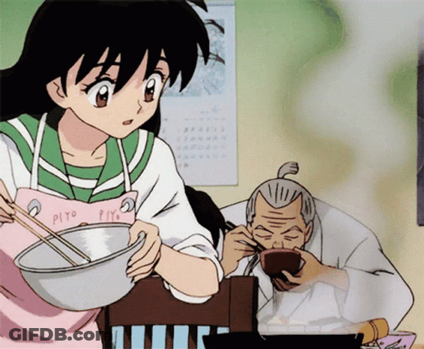 90S Anime Clumsy Kagome Cooking GIF