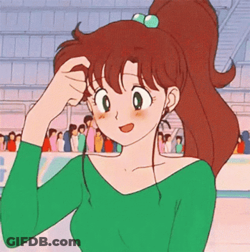 90S Anime Makoto Kino Blushing Scratching Head GIF
